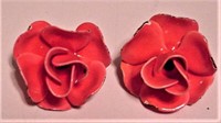 Pink Enamel Clip On Earrings