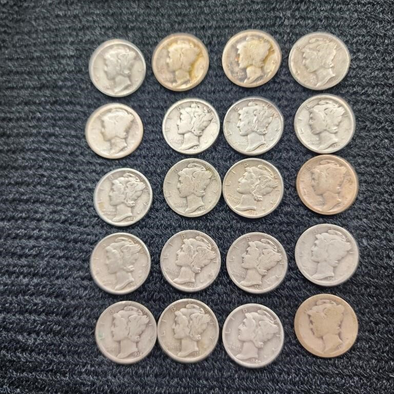 Lot of 20 Liberty Mecury Dimes