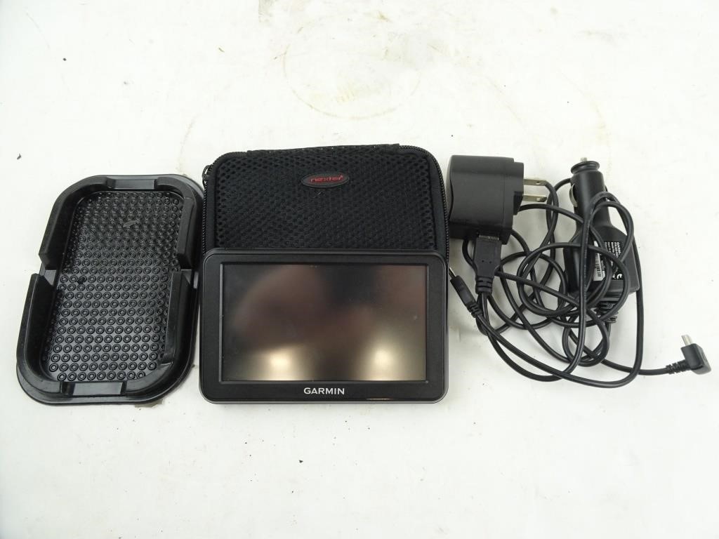 Garmin Car GPS with Cords & Gel Holder (Untested)