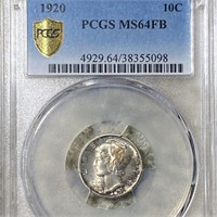 1920 Mercury Silver Dime PCGS - MS 64 FB