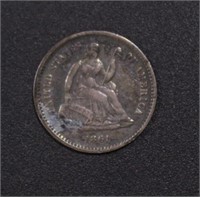 US Coins 1861 Seated Liberty Half Dime, circulated