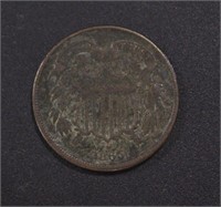 US Coins 1865 Two Cent Piece, circulated