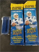 2 Packs of 2008 football cards with card display s