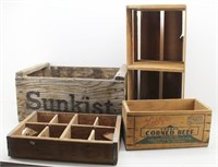 (4) Various Sizes & Style Wood Crates