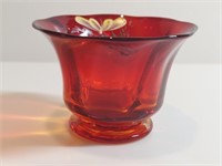 Red Orange Yellow Amberina Small Pedestal Vase