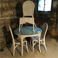 Round Wicker Table and 3 Chairs