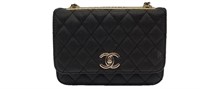 CC Black Quilted Leather Three-Quarter Flap Bag