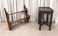 Small Mahogany Side Table & Pine Shelf