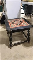Antique Tile top-side table -approx 16” tall -