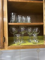 Wine glasses content of cabinet