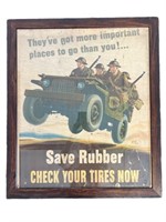 Orig. WWII SAVE RUBBER Poster by Walter Richards