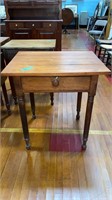 ANTIQUE CHERRY & SOFTWOOD ONE DRAWER STAND