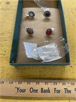 4 size 8 German silver rings with stones