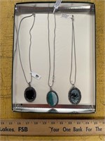 3 German silver necklaces