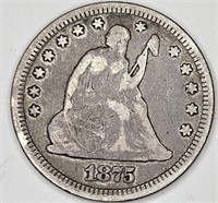 1875 Seated Liberty Quarter - $39 CPG