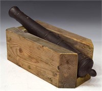 ANTIQUE SWEDISH CAST IRON MODEL OF A CANNON