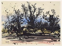 MICHAEL FRARY (1918-2005) WATERCOLOR, TREES