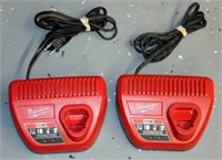 Lot of 2 Milwaukee 48-59-2401 M12 Chargers
