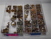 Two Trays Tiger Eye, Pyrite, Agate and More Beads