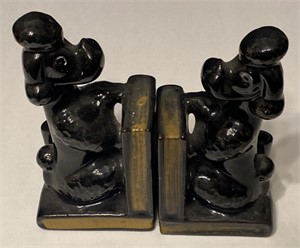 Set of Ceramic Poodle Bookends, 6x3x2in