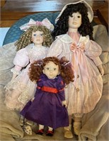 Unmarked Dolls in Period Dress, Tallest 30”