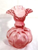 Fenton Cranberry Pink Vase - 6.5" tall