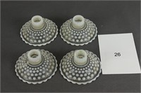 Four Opalescent Hobnail Candleholders
