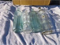 4 Vintage Glass Bottles