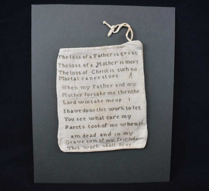18th Century Antique English Tribute SAMPLER Pouch