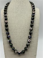 Antique Black Cloisonne Bead Necklace