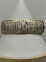 Fine Italian Sterling & Gold Herringbone Bracelet