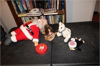 Santa, stuffed bear, TY lion