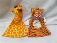 2PC VINTAGE GIRAFFE AND TIGER FINGER PUPPETS