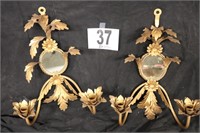 Pair of 12x16" Metal Wall Sconces with Mirror