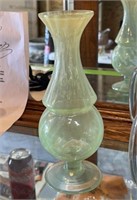 Green Squirrel Art Glass Flower Vase