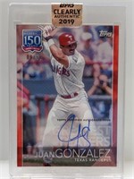 2019 Juan Gonzalez Topps Clearly Au Red Auto 9/50