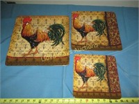 3pc Rooster Ceramic Serving Tray Set