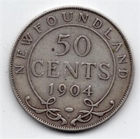 1904 H Newfoundland 50 Cent Silver Coin