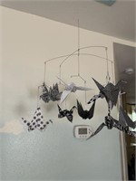 Modern Black & White Origami Bird Crane Mobile