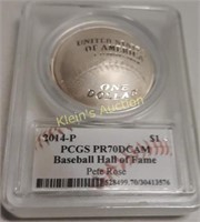 2014 Pete Rose silver coin pr70DCAM pcgs!