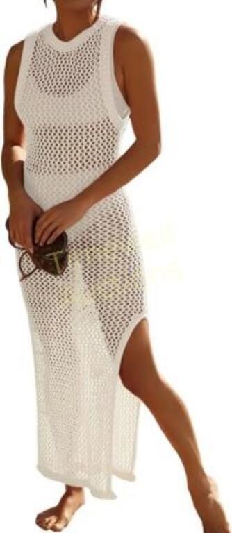 Bsubseach Crochet Swim Coverup Dress White