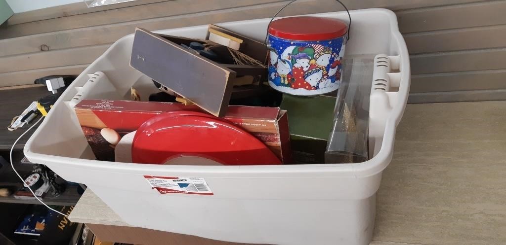 Bin of Christmas Decor - bin included - Local