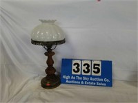 Beautiful Brass Lamp with Milk Glass Shade