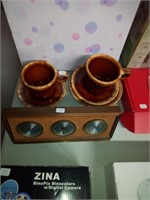 vtg. barometer + Hull cups & saucers
