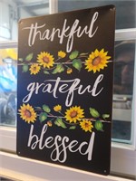 Thankful Grateful Blessed Tin Sign