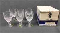 6pc Waterford Crystal White Wine Glasses In
