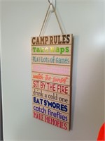 Camp Rules Wooden Sign