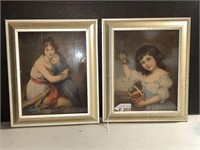 PR FRAMED VINTAGE MOTHER AND CHILD PRINTS 12.5 in