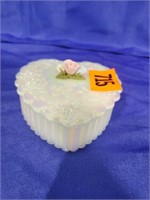 Glass Heart Shaped Box w/ Lid