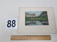 Mirror Lake - Yosemite Valley hand-colored engravi
